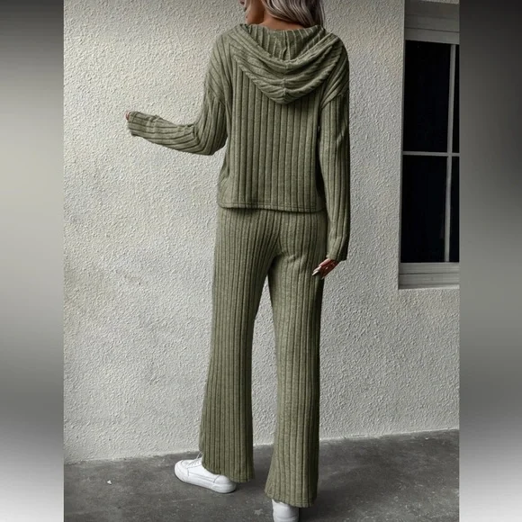 Olive Ribbed Knit Set - Picture 2 of 6